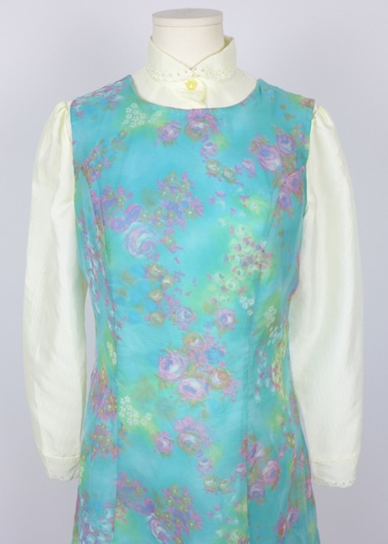 (eu)70s floral chiffon dress
