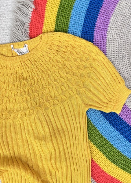 (italy)yellow half sleeve knit