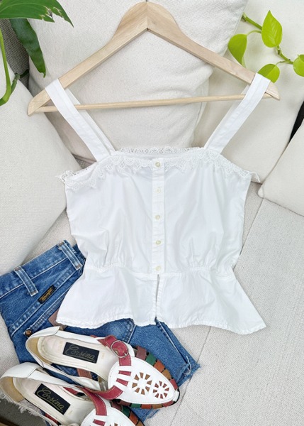 (france)white cotton blouse