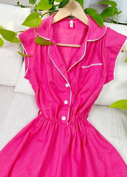 (belgium)70s pink pocket dress