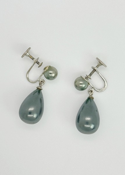(us)black pearl drop earrings