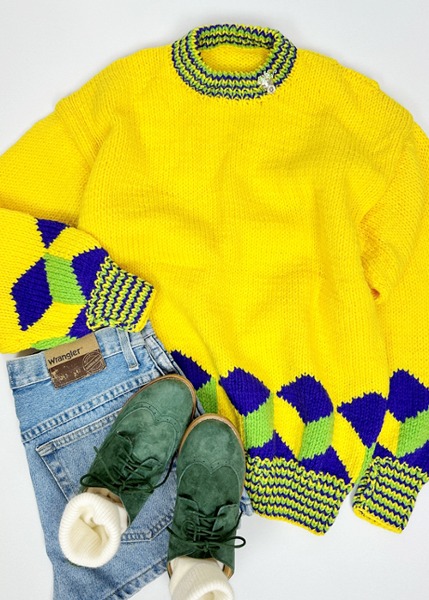 (eu)yellow chunky knit sweater