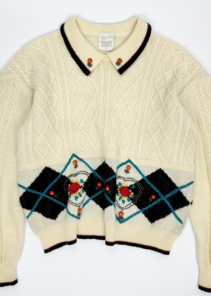 (japan)100% wool embroidered sweater