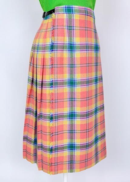 (japan)pastel check wrap skirt(~32cm)